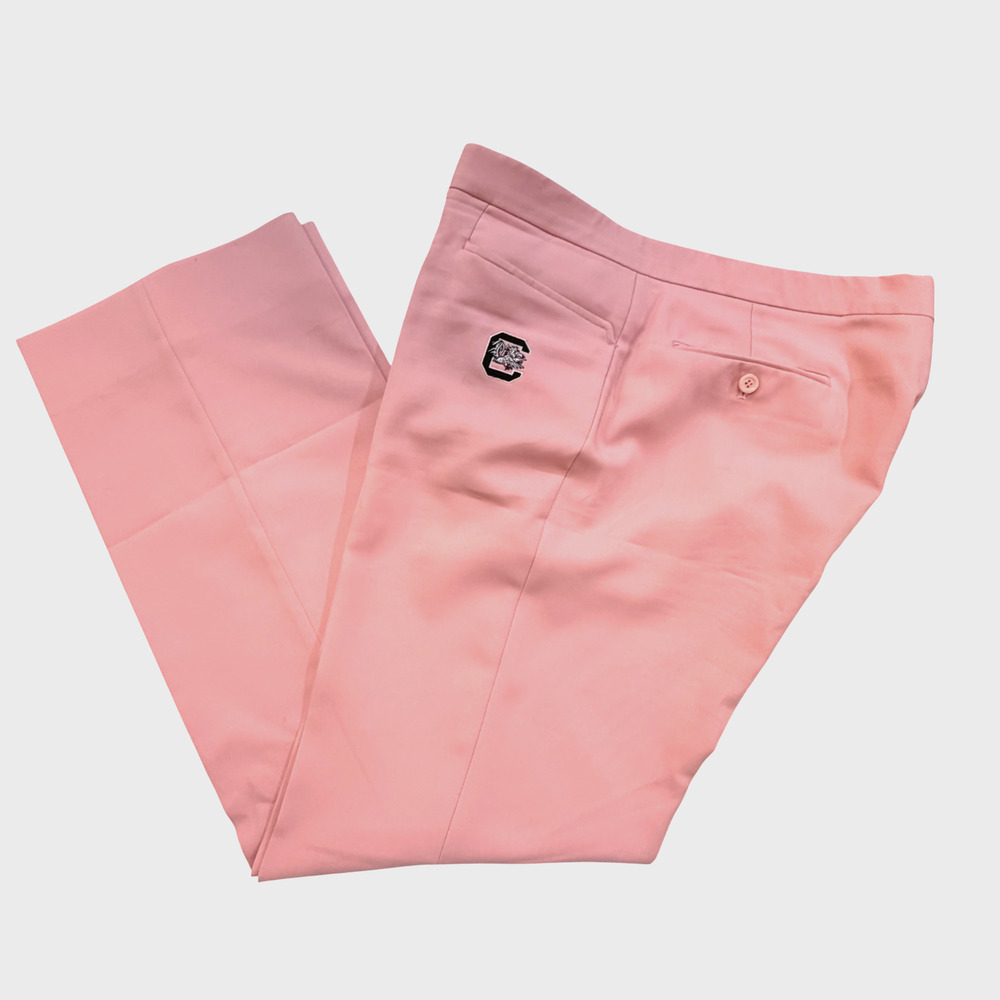 VTG 80s USC Gamecocks Pink Men’s Golf Pants Sz 38 Embroidered Logo Polyester